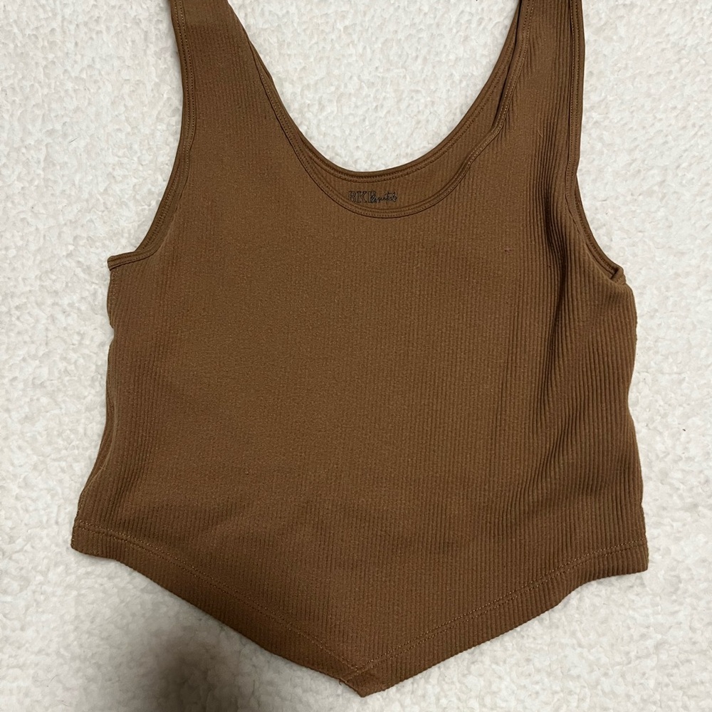 Brown Ribbed Tank Top